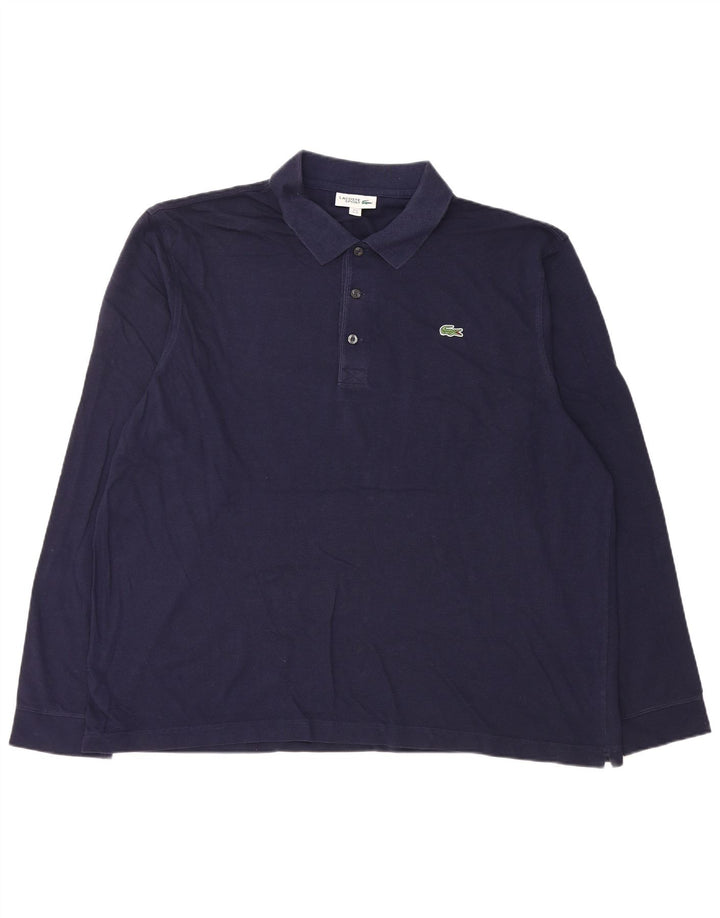 Polo da uomo a maniche lunghe Lacoste taglia 8 3XL cotone blu navy