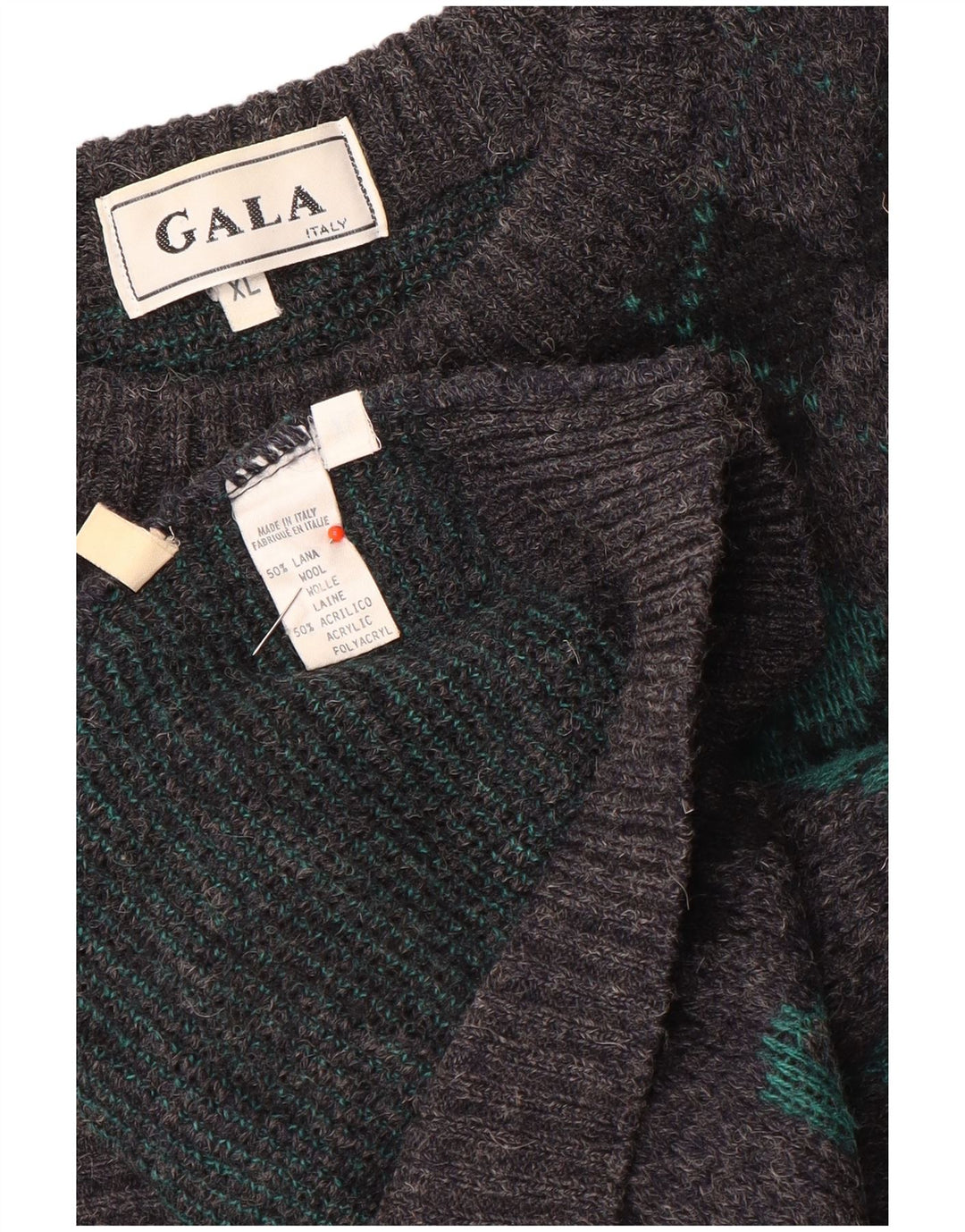 Maglione Gala da uomo con scollo a barca XL Grigio Argyle/Lana diamante