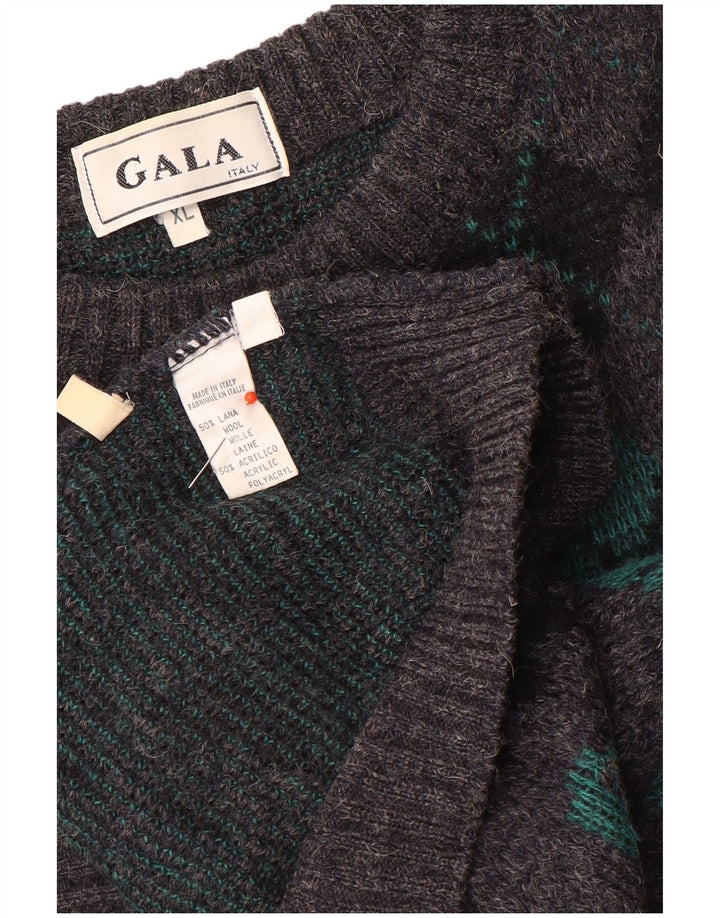 Maglione Gala da uomo con scollo a barca XL Grigio Argyle/Lana diamante