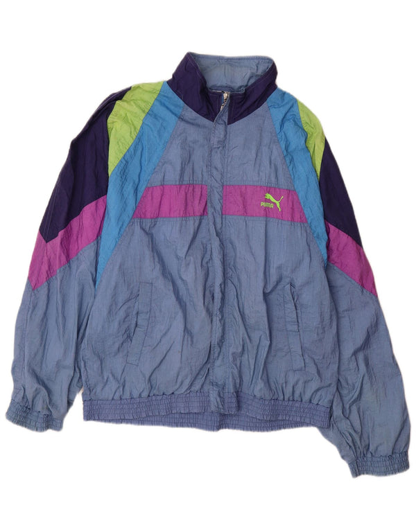 Giacca da ginnastica da uomo PUMA in poliammide color block blu medio