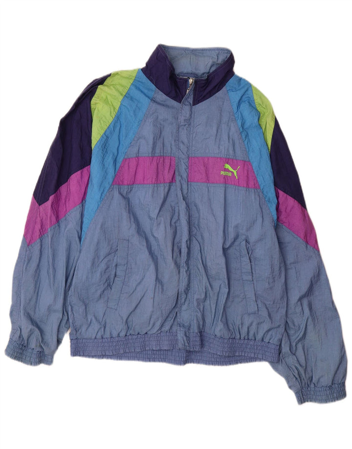 Giacca da ginnastica da uomo PUMA in poliammide color block blu medio