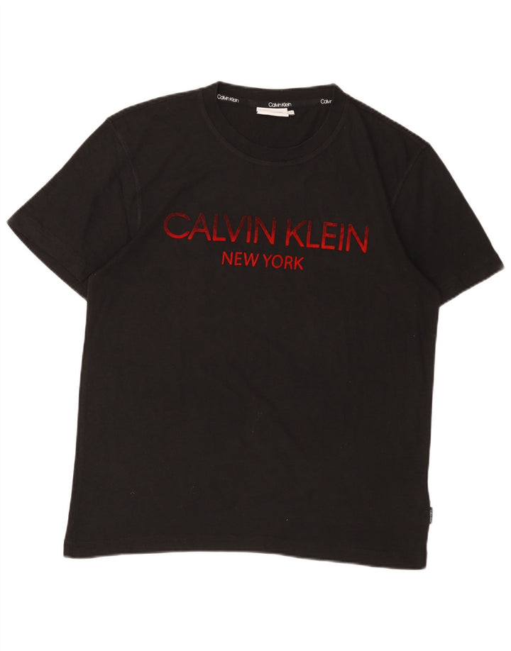 CALVIN KLEIN T-shirt grafica da uomo Top in cotone nero medio