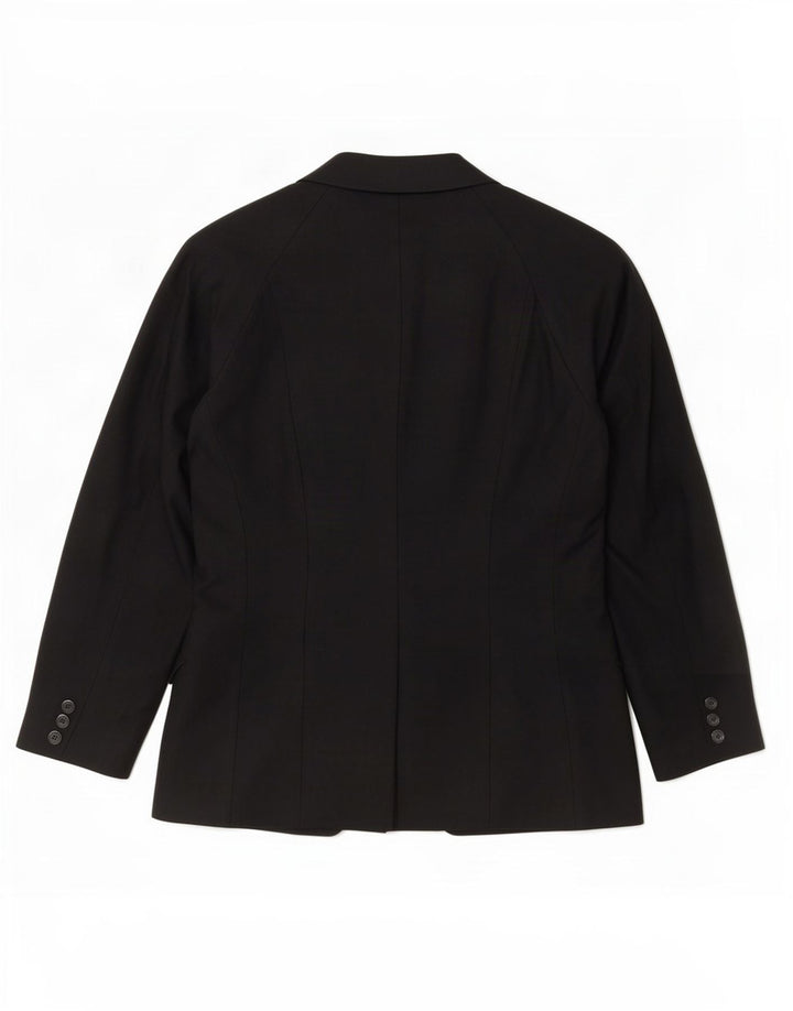 Giacca Blazer Doppiopetto Donna Benetton IT 46 Large Nera Lana