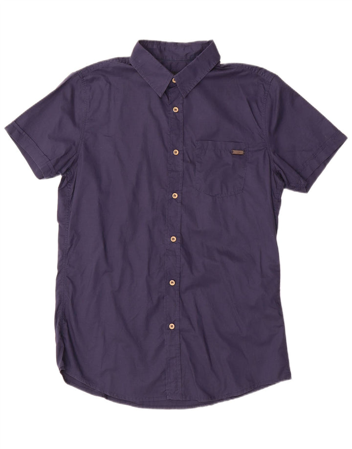 Camicia slim fit da uomo a maniche corte Sisley blu navy medio