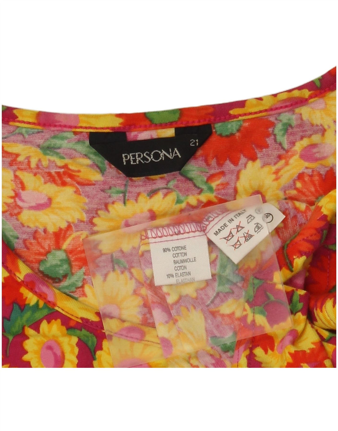 T-shirt da donna Persona taglia superiore 21 cotone floreale rosso medio