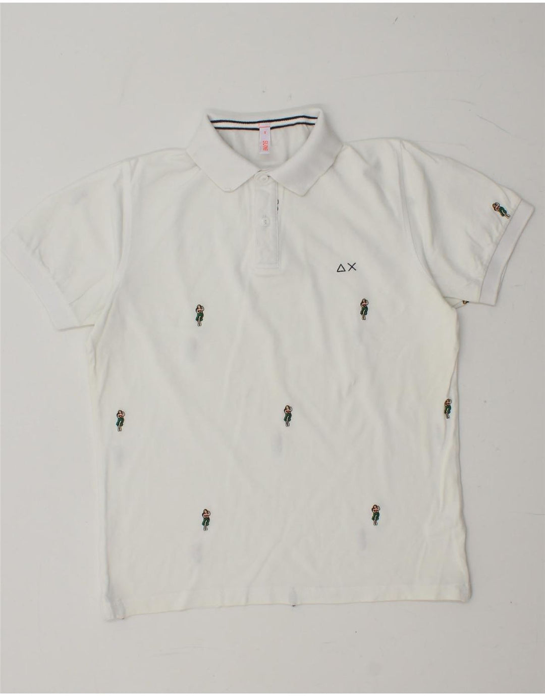 Polo da uomo SUN68 piccola in cotone maculato bianco