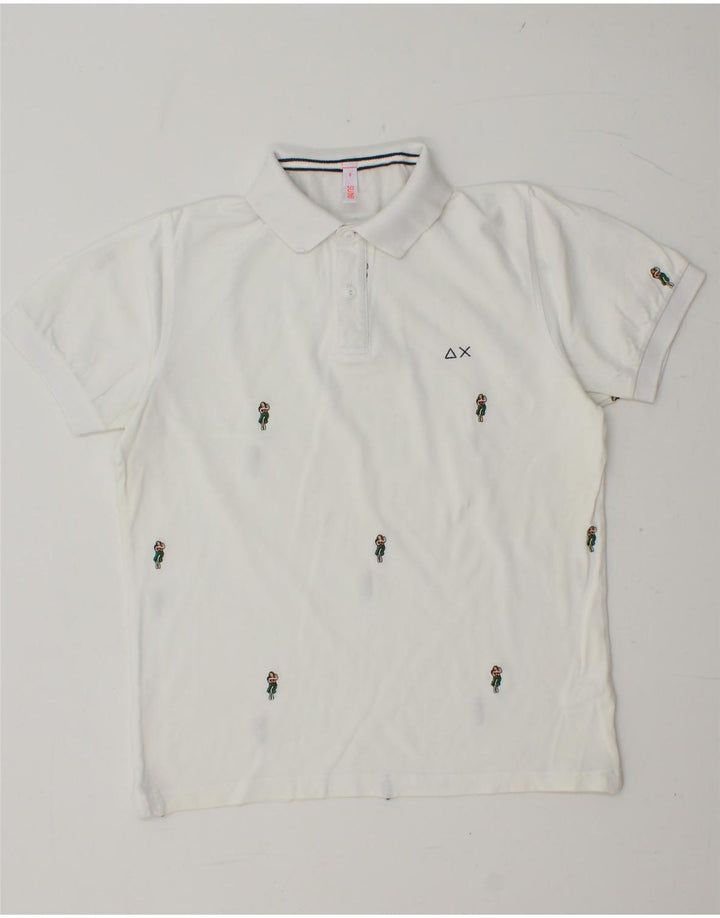 Polo da uomo SUN68 piccola in cotone maculato bianco