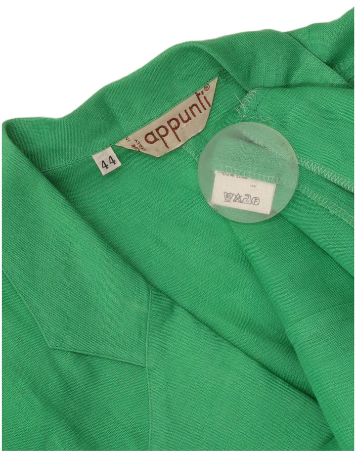 Giacca blazer vintage da donna a maniche corte a 1 bottone IT 44 Lino verde medio