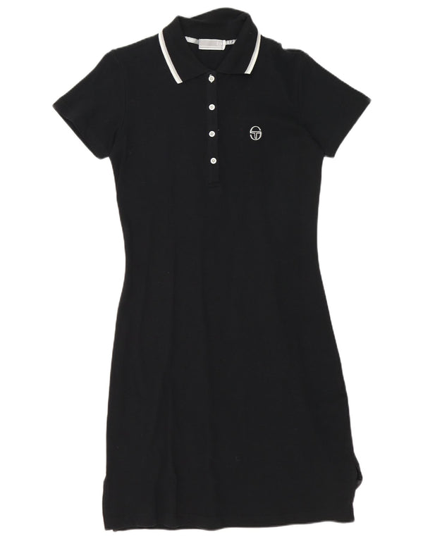 Abito polo da donna Sergio Tacchini UK 14 grande cotone nero