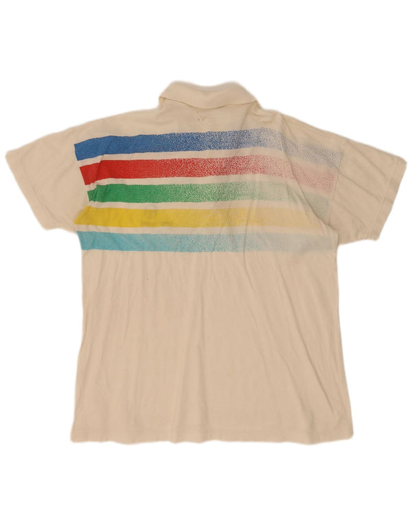 Polo da uomo Sergio Tacchini IT 52 Large in cotone a righe bianco sporco