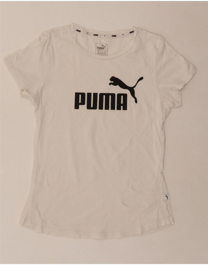 PUMA Womens Graphic T-Shirt Top UK 10 Small  White Vintage Puma and Second-Hand Puma from Messina Hembry 