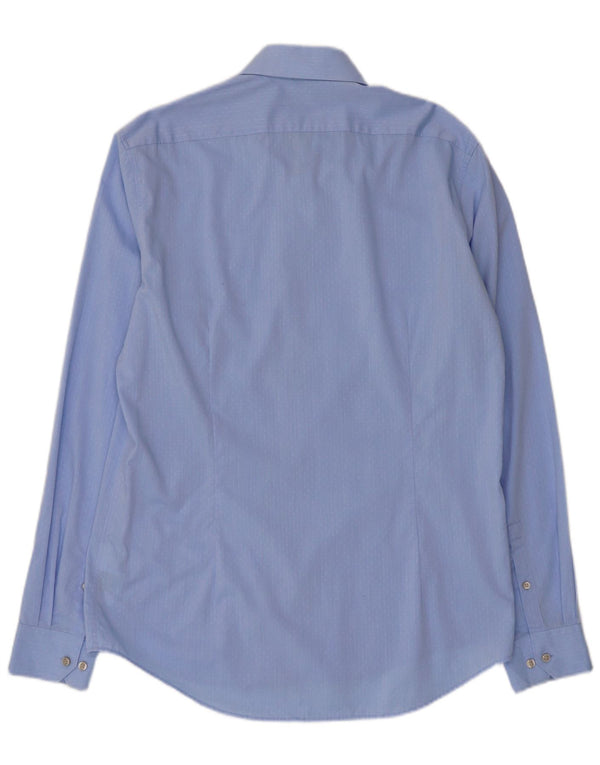 Camicia aderente da uomo Calvin Klein taglia 40 15 1/2 cotone maculato blu medio