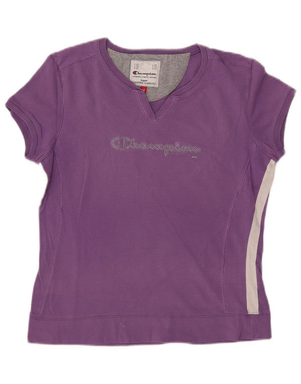 CHAMPION T-shirt grafica da donna Heritage Classics Top UK 12 Viola medio