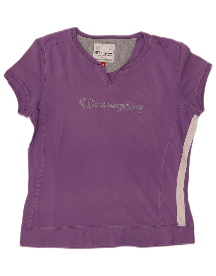CHAMPION T-shirt grafica da donna Heritage Classics Top UK 12 Viola medio