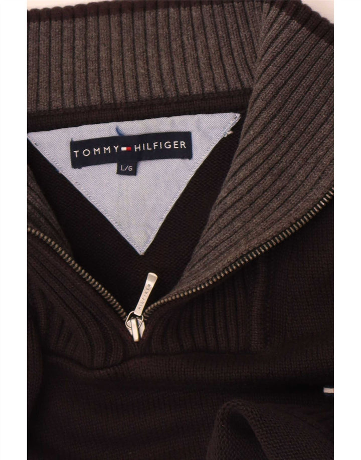 Maglione maglione con zip da uomo Tommy Hilfiger grande nero