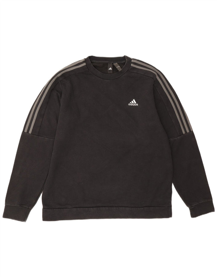 Felpa Adidas Uomo Maglione Grande Cotone Nero