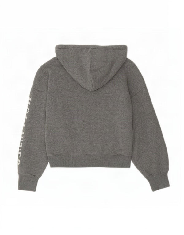 Maglione con cappuccio corto oversize da donna Hollister UK 14 grigio medio chiazzato