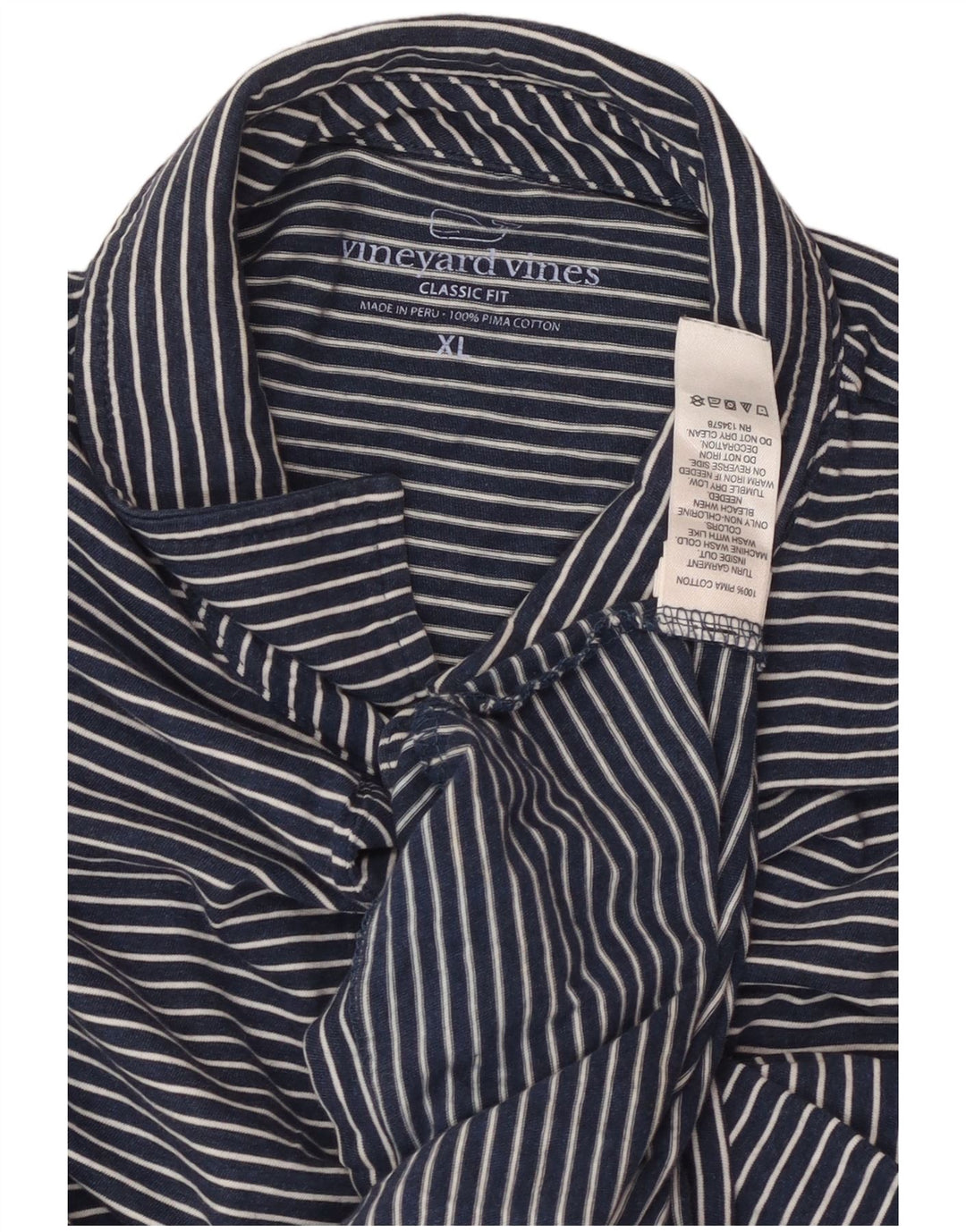 VINEYARD VINES Polo da uomo vestibilità classica XL cotone gessato blu navy