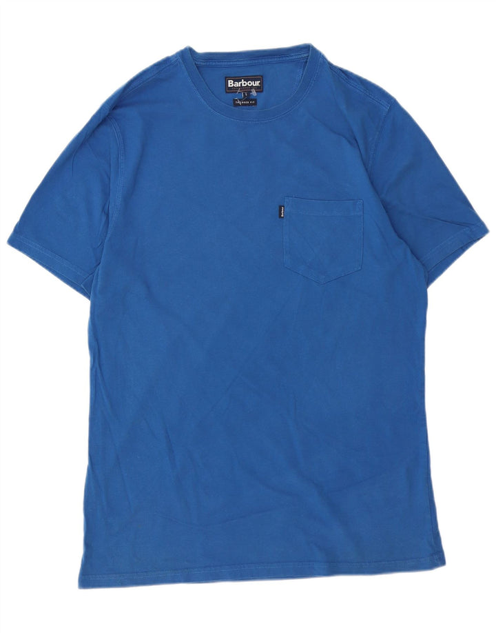 BARBOUR T-shirt sartoriale da uomo, taglia grande, in cotone blu