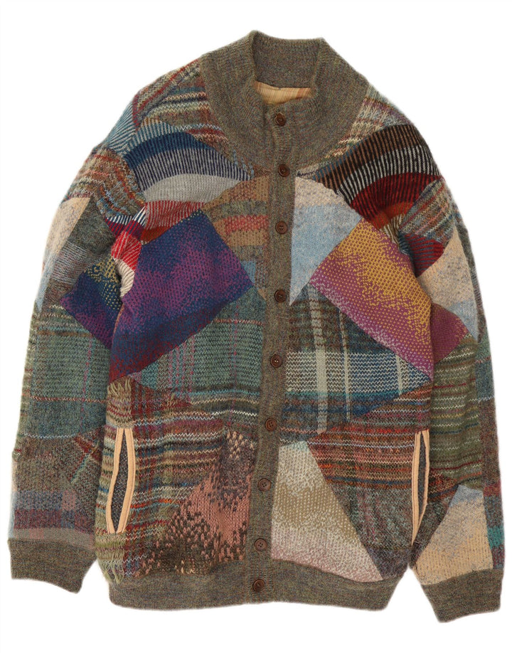Maglione cardigan da uomo VINTAGE patchwork medio multicolore