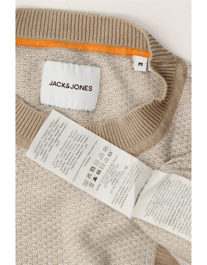JACK & JONES Mens Crew Neck Jumper Sweater Medium Beige Acrylic Vintage Jack & Jones and Second-Hand Jack & Jones from Messina Hembry 