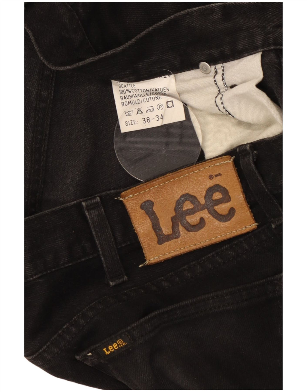 Jeans dritti da uomo Lee Seattle W38 L30 cotone nero