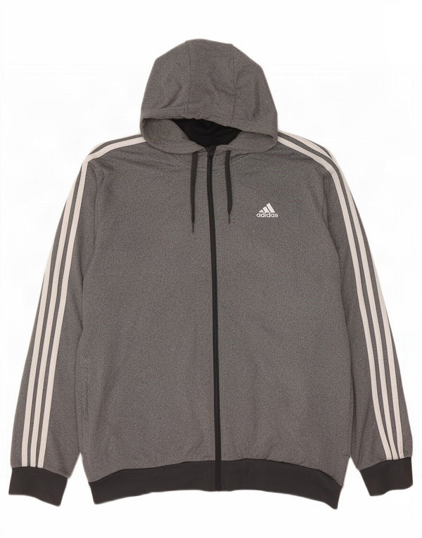 Felpa con cappuccio e zip Adidas da uomo UK 46/48 XL Poliestere color block grigio