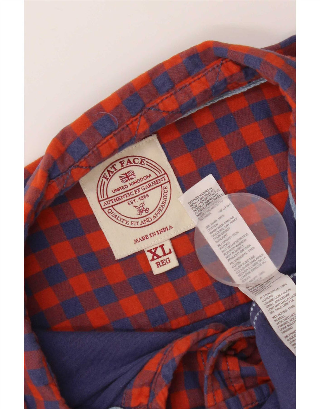 Camicia da uomo Fat Face XL in cotone a quadretti rossi