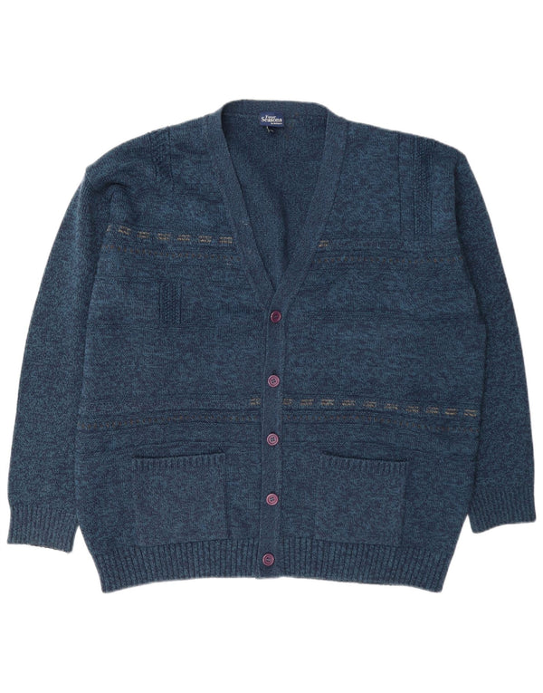 Maglione cardigan da uomo Four Seasons XL Acrilico screziato blu navy