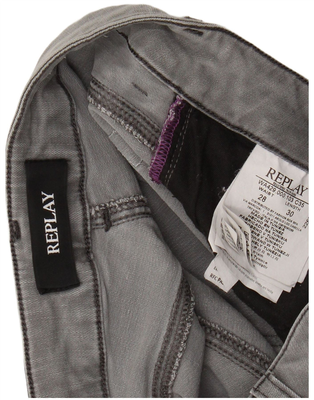 REPLAY Jeans slim da donna W28 L30 cotone grigio