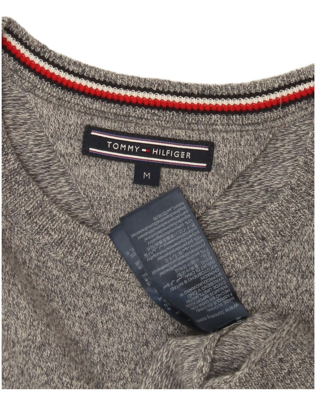 TOMMY HILFIGER Maglione girocollo da uomo in lana color block grigio medio