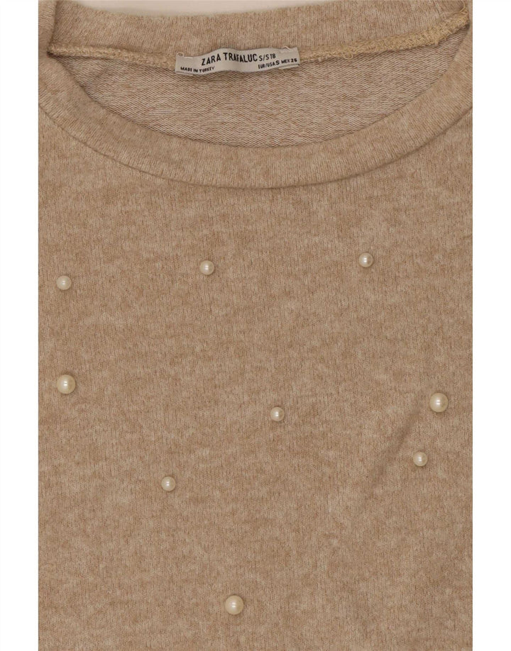 Camicetta oversize Zara Trafaluc da donna UK 10 piccola Beige maculata