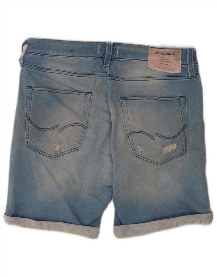 Pantaloncini di jeans invecchiati da uomo Jack & Jones piccoli W29 cotone blu