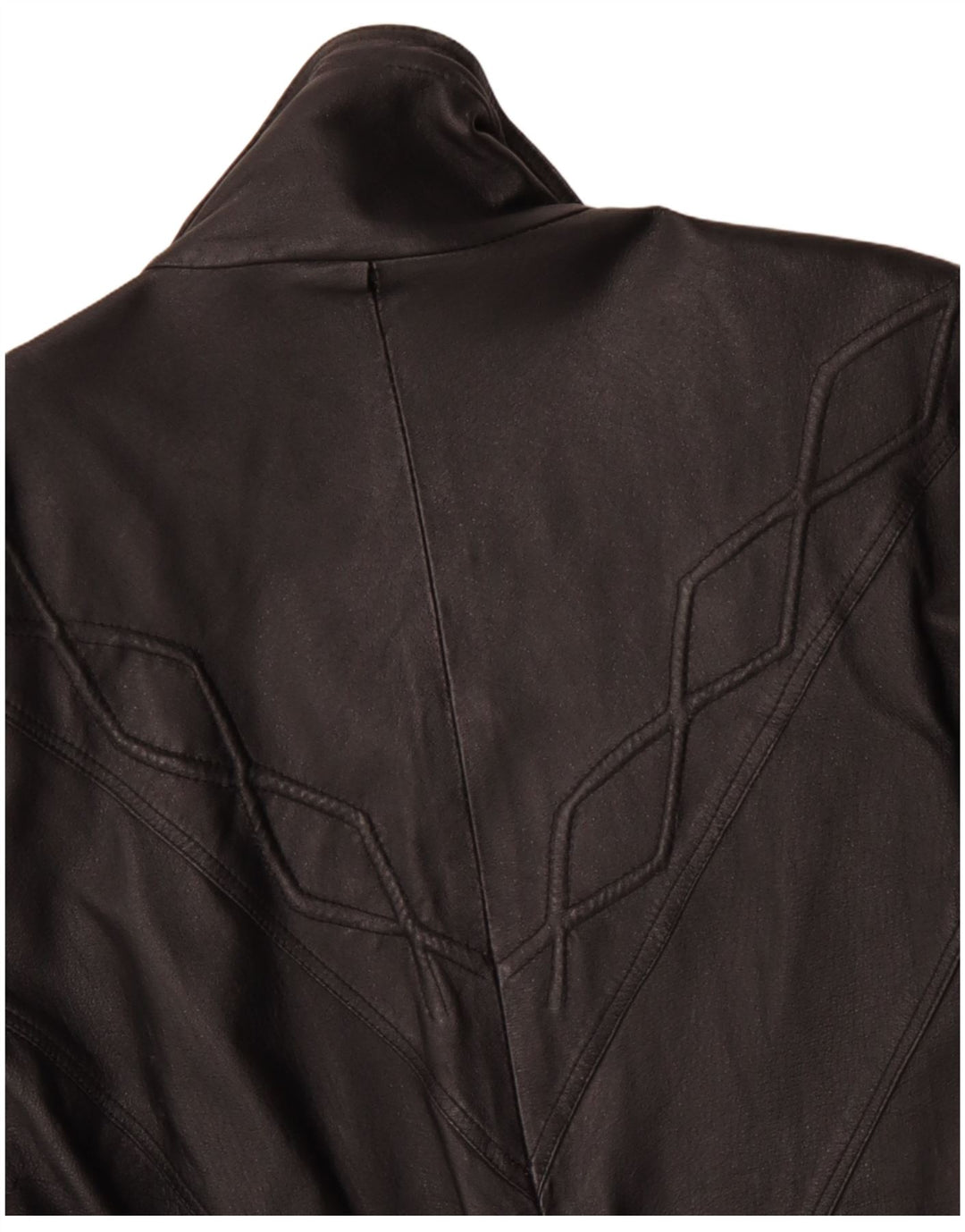 VINTAGE Womens Leather Coat UK 10 Small Black Leather