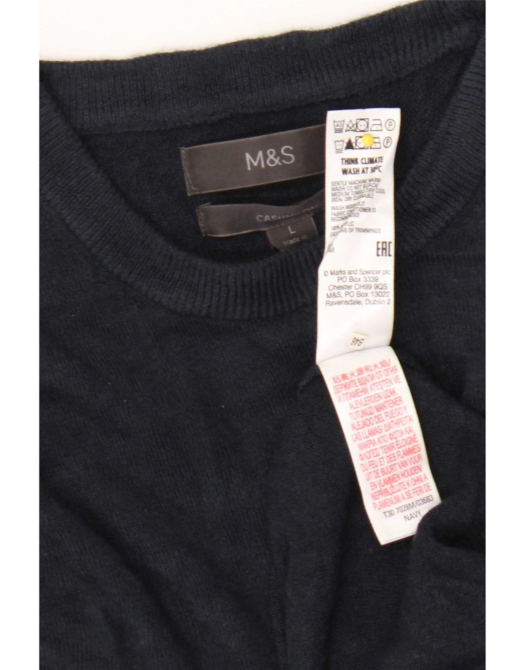 Maglione maglione girocollo da uomo Marks & Spencer grande acrilico blu navy