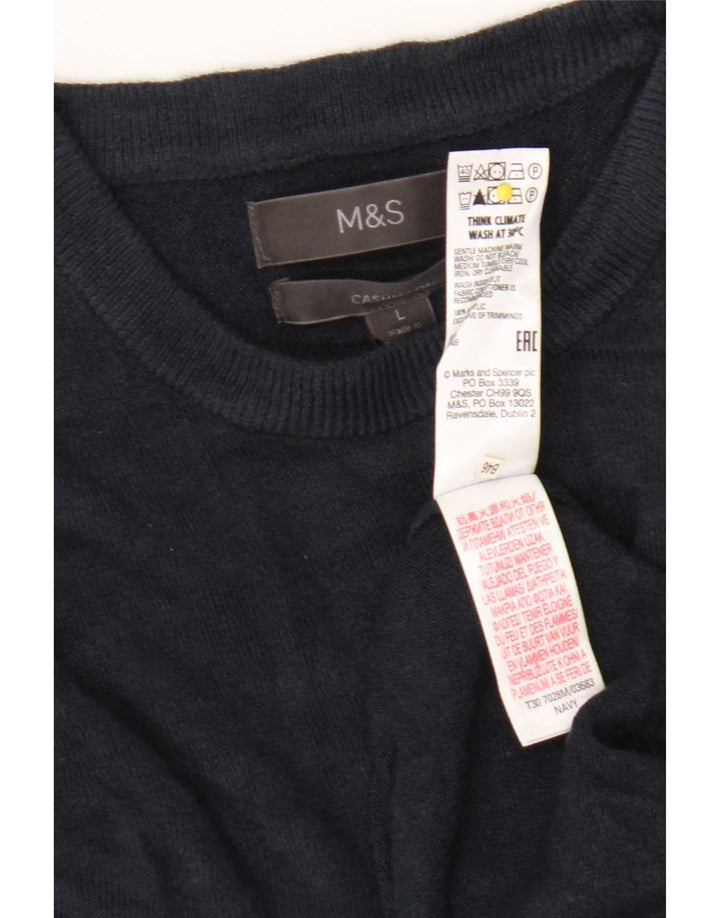 Maglione maglione girocollo da uomo Marks & Spencer grande acrilico blu navy
