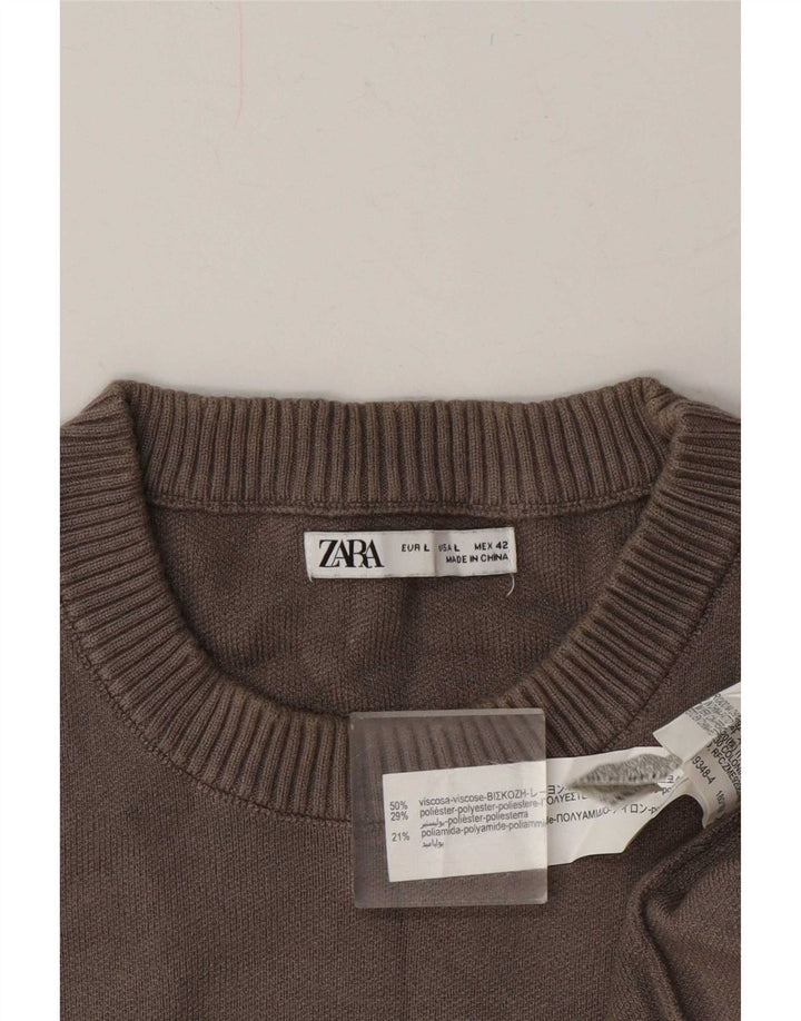 Maglione Zara da uomo girocollo grande in viscosa grigia