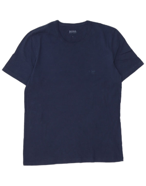 T-shirt da uomo HUGO BOSS Top Large in cotone blu navy