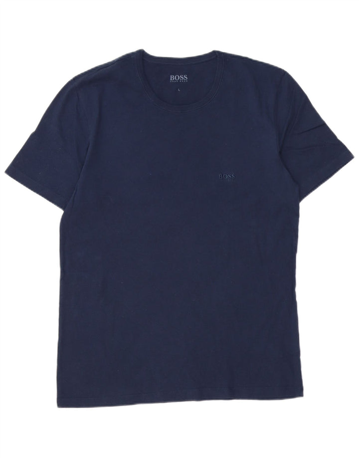 T-shirt da uomo HUGO BOSS Top Large in cotone blu navy