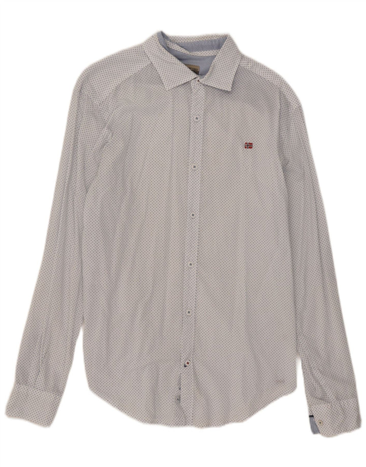 Camicia slim fit da uomo Napapijri bianco medio maculato