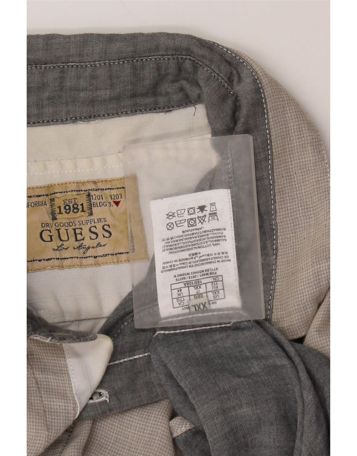 Camicia da uomo Guess 2XL in cotone a quadretti grigio