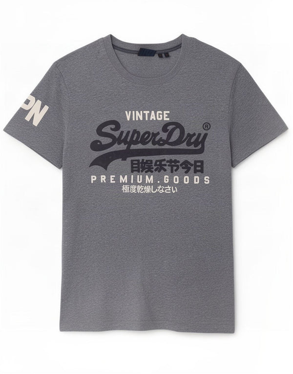 Superdry Mens Graphic T-Shirt Top XL Navy Blue Flecked
