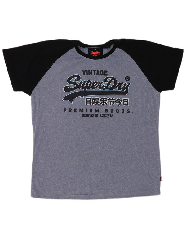T-shirt grafica da uomo Superdry Top 2XL in cotone color block blu
