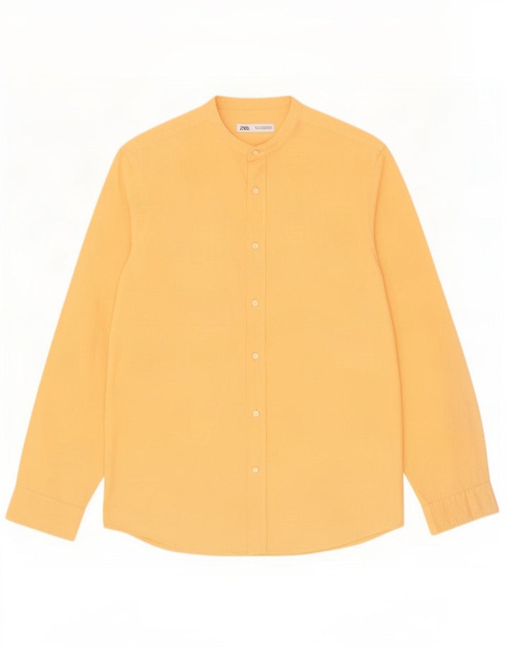 Camicia Zara Uomo Piccola Lino Giallo