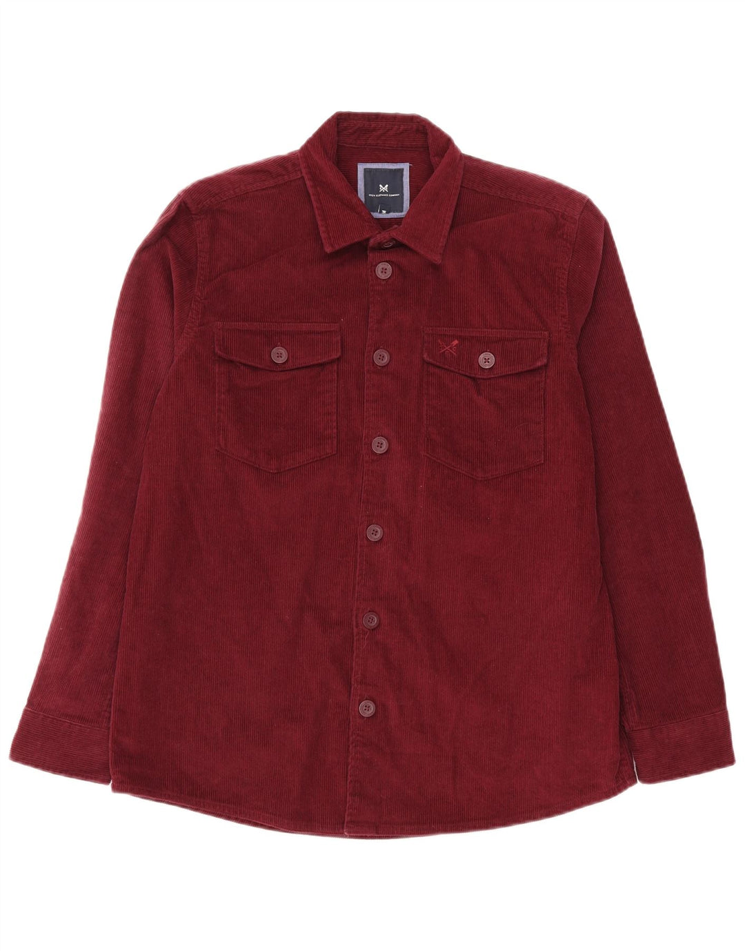 CREW CLOTHING Camicia da uomo in velluto a coste in cotone bordeaux medio