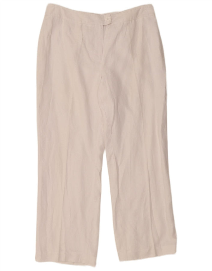 Pantaloni da abito dritti da donna Jaeger UK 14 Large W34 L29 Lino bianco