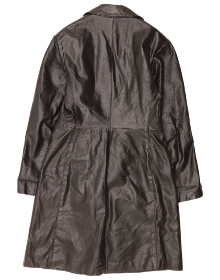 Cappotto in pelle vintage da donna IT 46 grande nero