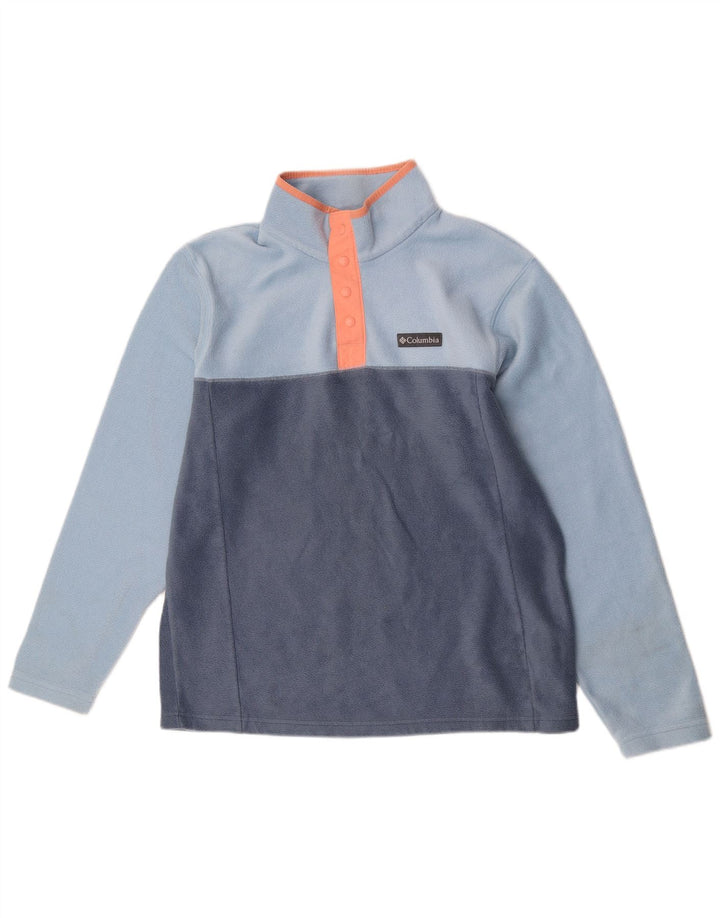 Maglione in pile da uomo Columbia con collo a bottoni, poliestere color block blu medio