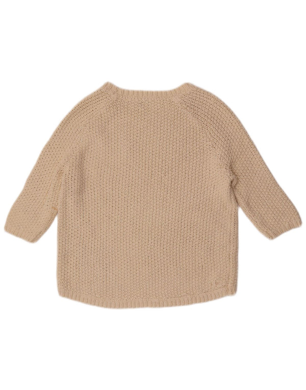 Fat Face Womens 3/4 Sleeve Boat Neck Jumper Sweater UK 10 Small Off White