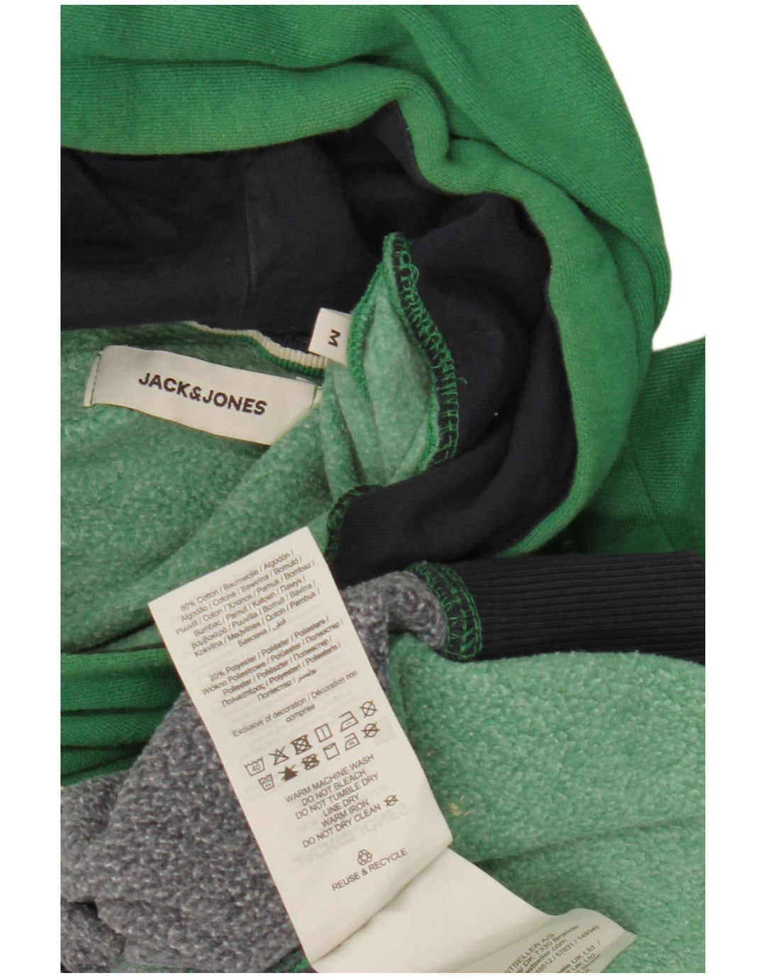Maglione con cappuccio da uomo Jack & Jones in cotone color block verde medio